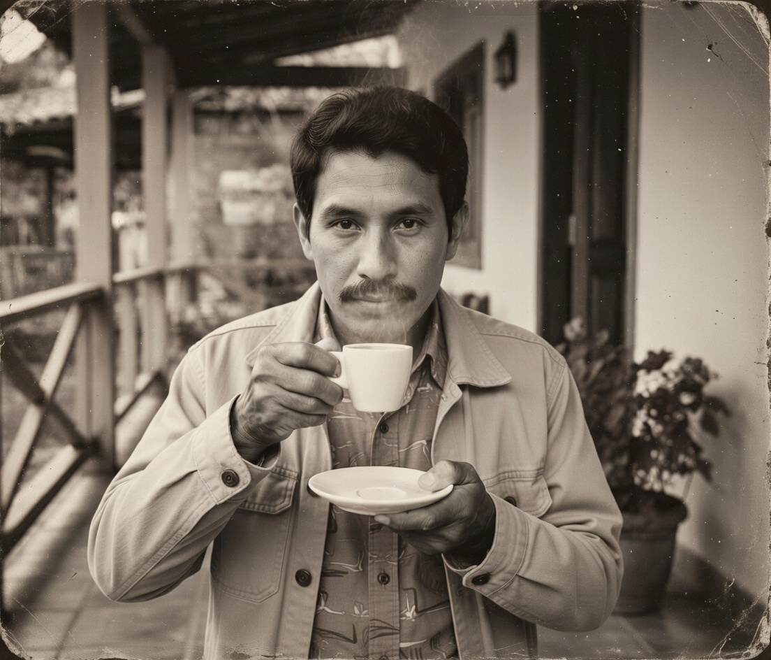 João preparando café